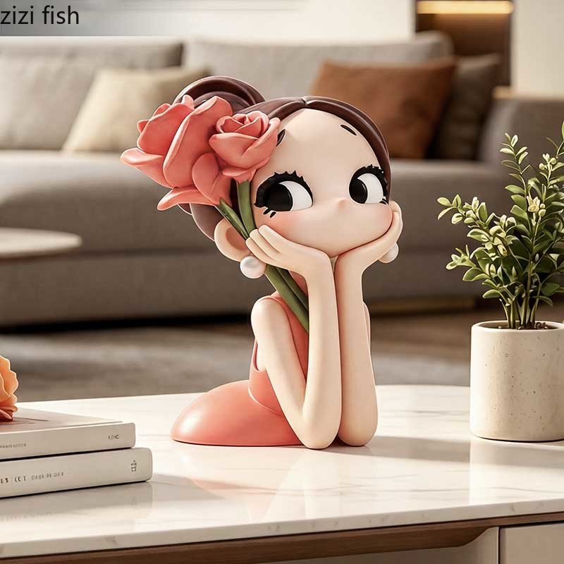 Милая статуэтка девочки с розо – обзор и цена Resin Art Rose
